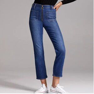 Aritzia Denim Forum The Just Peachy Straight High-waisted Zipper Front Jeans